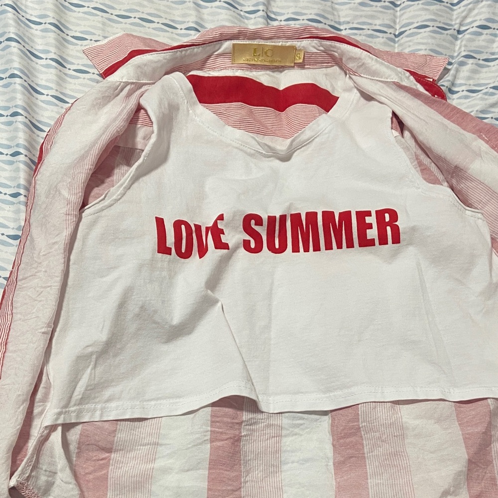 Summer Vibes Sleeveless Top - White and Red